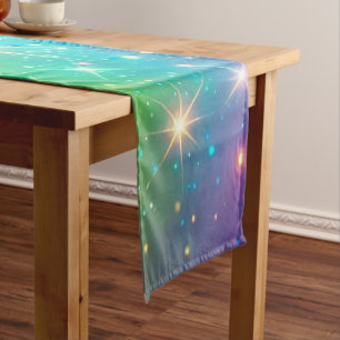 Colourful Rainbow star space Short Table Runner