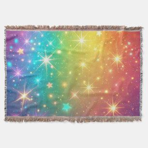 Colourful Rainbow star space Throw Blanket