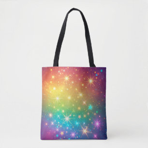 Colourful Rainbow star space Tote Bag