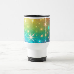 Colourful Rainbow star space Travel Mug