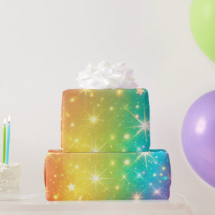 Colourful Rainbow star space Wrapping Paper