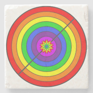 Colourful rainbow stone coaster