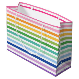 Colourful Rainbow Stripe Pattern Large Gift Bag