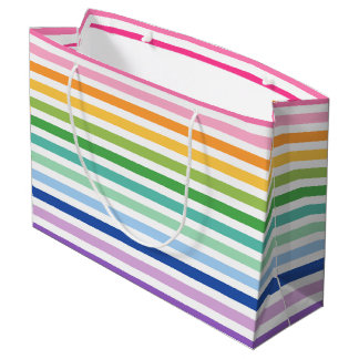 Colourful Rainbow Stripe Pattern Large Gift Bag