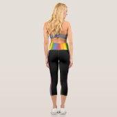 Colourful Rainbow Striped Pattern Capri Leggings (Back)