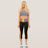 Colourful Rainbow Striped Pattern Capri Leggings (Front)