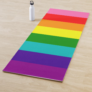 Colourful Rainbow Striped Pattern Yoga Mat