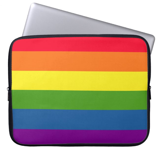 Colourful Rainbow Stripes Celebration Laptop Sleeve (Front)