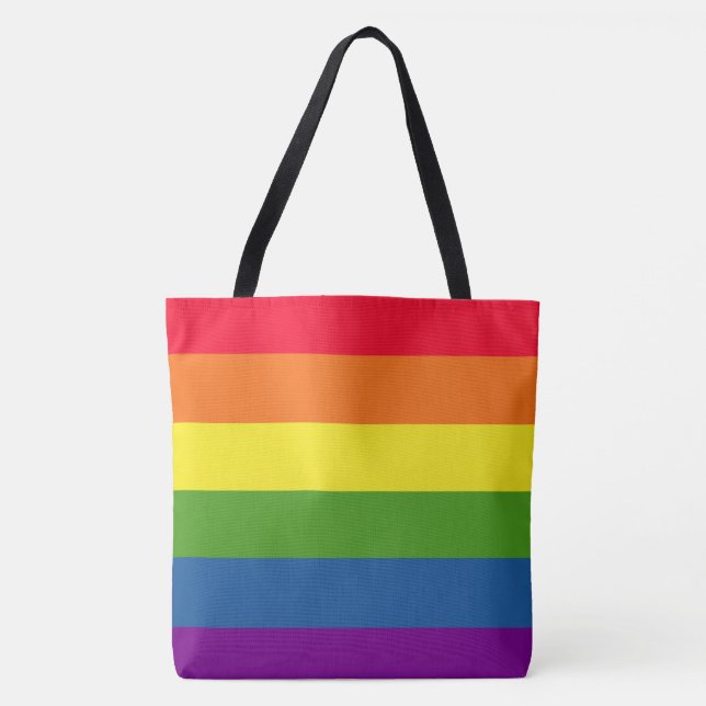 Colourful Rainbow Stripes Celebration Tote Bag (Front)