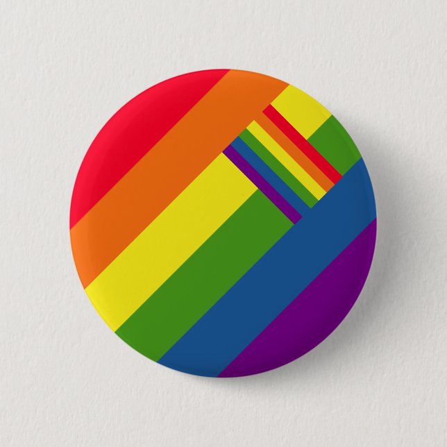 Colourful Rainbow Stripes Celebration with Flag 6 Cm Round Badge (Front)