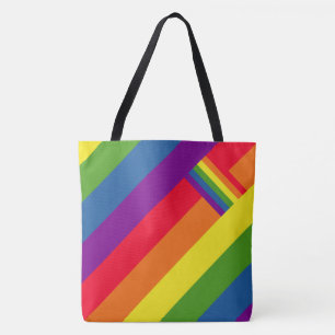 Colourful Rainbow Stripes Celebration with Flag Tote Bag