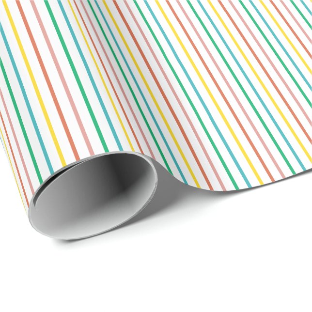 Colourful Rainbow Stripes Kids Birthday Wrapping Paper (Roll Corner)