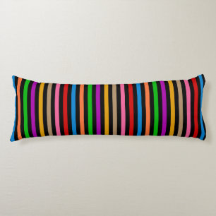 Colourful Rainbow Stripes Lines Design - Black Body Cushion
