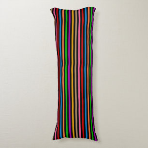 Colourful Rainbow Stripes Lines Design - Black Body Cushion