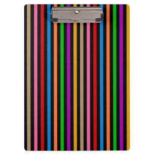Colourful Rainbow Stripes Lines Design - Black  Clipboard
