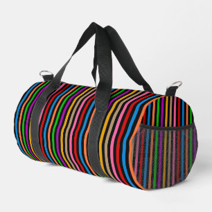 Colourful Rainbow Stripes Lines Design - Black Duffle Bag