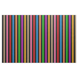 Colourful Rainbow Stripes Lines Design - Black Fabric