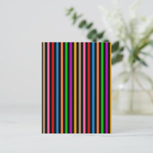 Colourful Rainbow Stripes Lines Design - Black  Postcard