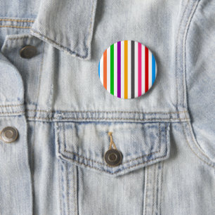 Colourful Rainbow Stripes Lines Design - White  6 Cm Round Badge