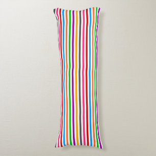 Colourful Rainbow Stripes Lines Design - White Body Cushion
