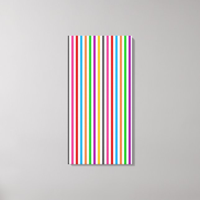 Colourful Rainbow Stripes Lines Design - White  Canvas Print (Front)