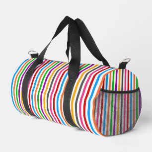 Colourful Rainbow Stripes Lines Design - White Duffle Bag
