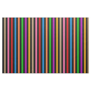Colourful Rainbow Stripes Lines Design - White  Fabric