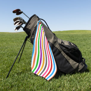 Colourful Rainbow Stripes Lines Design - White  Golf Towel