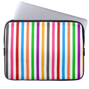 Colourful Rainbow Stripes Lines Design - White Laptop Sleeve
