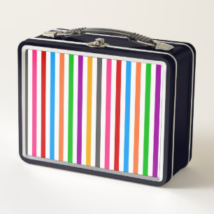 Colourful Rainbow Stripes Lines Design - White Metal Lunch Box