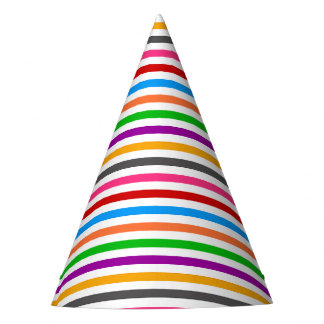 Colourful Rainbow Stripes Lines Design - White  Party Hat
