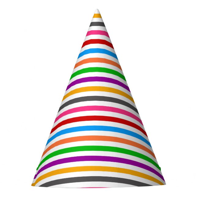 Colourful Rainbow Stripes Lines Design - White  Party Hat (Front)