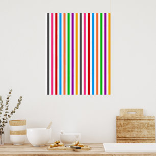 Colourful Rainbow Stripes Lines Design - White  Poster