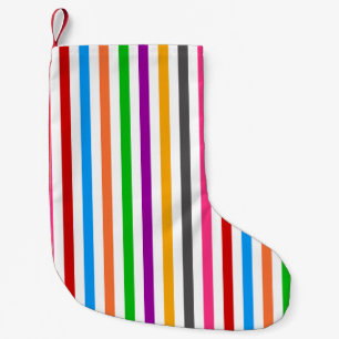 Colourful Rainbow Stripes Lines Design - White  Small Christmas Stocking