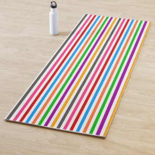 Colourful Rainbow Stripes Lines Design - White  Yoga Mat