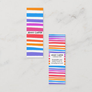 Colourful Rainbow Stripes Minimalist Cool Mini Business Card