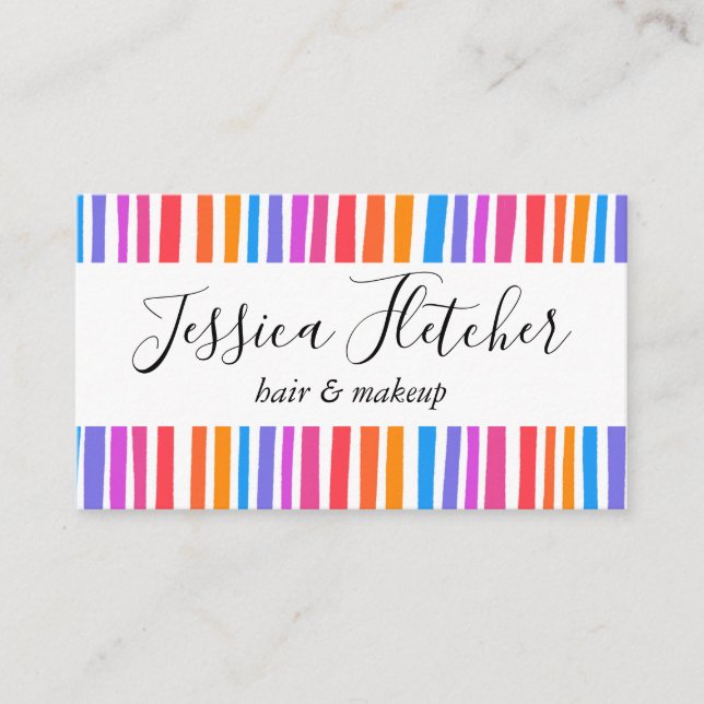 Colourful Rainbow Stripes Minimalist Elegant Business Card (Front)