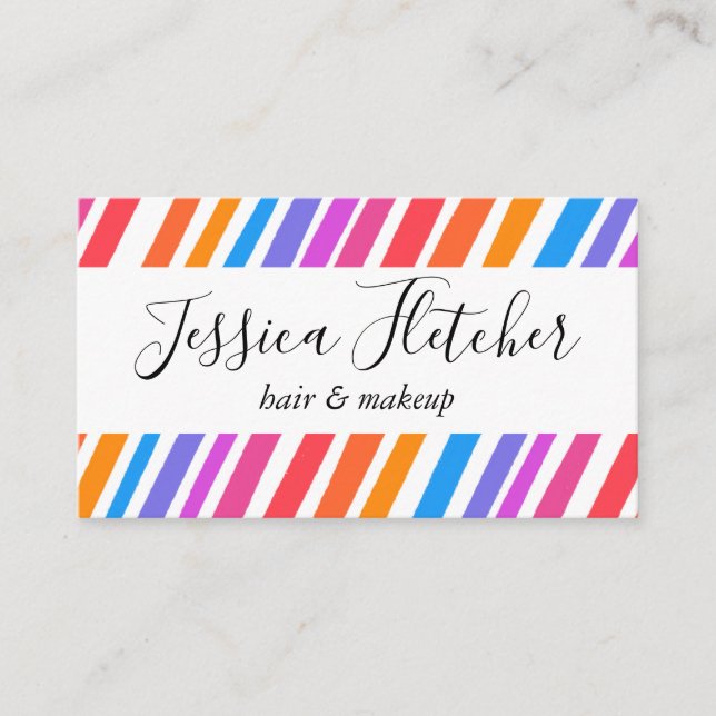 Colourful Rainbow Stripes Minimalist Elegant Business Card (Front)