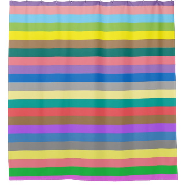 Colourful rainbow stripes pattern shower curtain (Front)