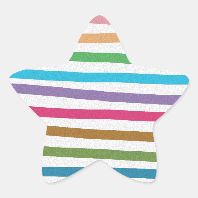 Colourful rainbow stripes pattern star sticker (Front)