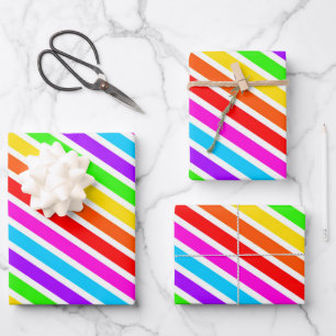 Colourful Rainbow stripes pattern Wrapping Paper Sheet