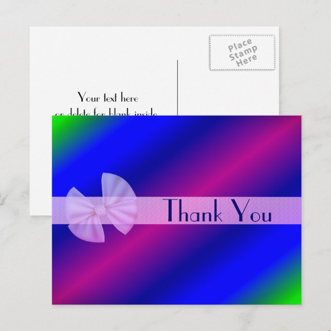 Colourful Rainbow Stripes Thank You Postcard (Front/Back)