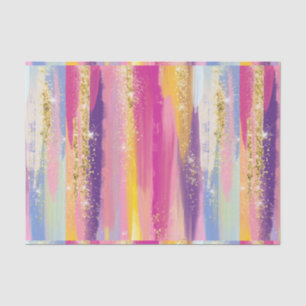 Colourful Rainbow Stripes with Faux Gold Glitter Tissue Paper