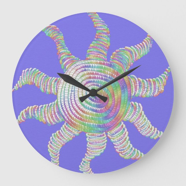 Colourful Rainbow Sun Large Clock (Front)