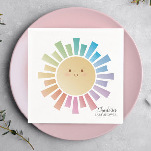 Colourful Rainbow Sunshine Baby Shower Napkin