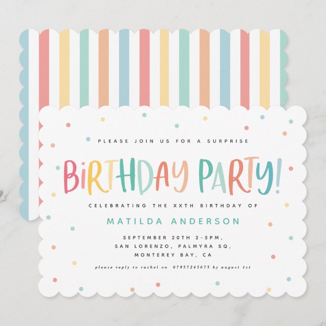Colourful rainbow surprise birthday polka dots  (Front/Back)