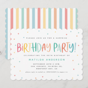 Colourful rainbow surprise birthday polka dots 