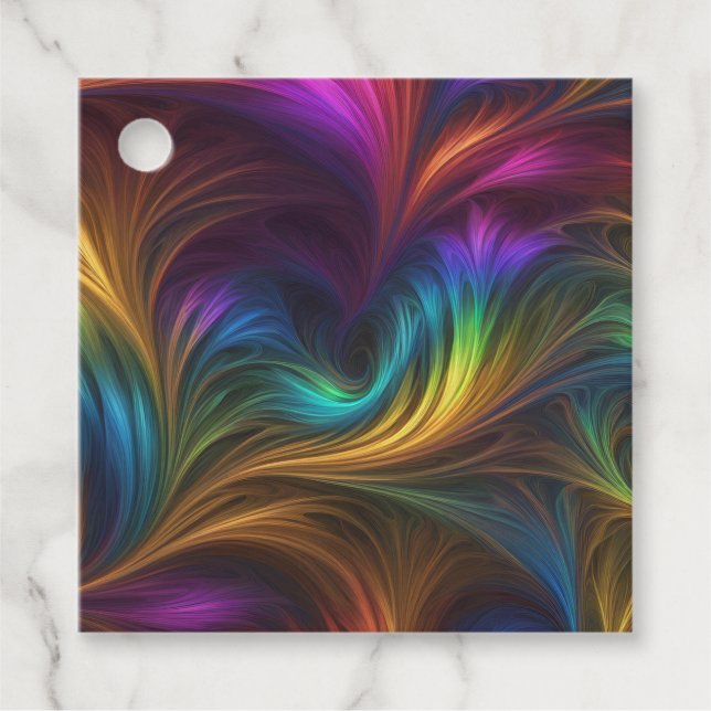 Colourful Rainbow Swirl Favour Tags (Front)