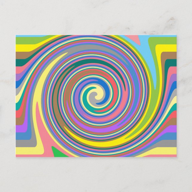 Colourful rainbow swirl pattern postcard (Front)