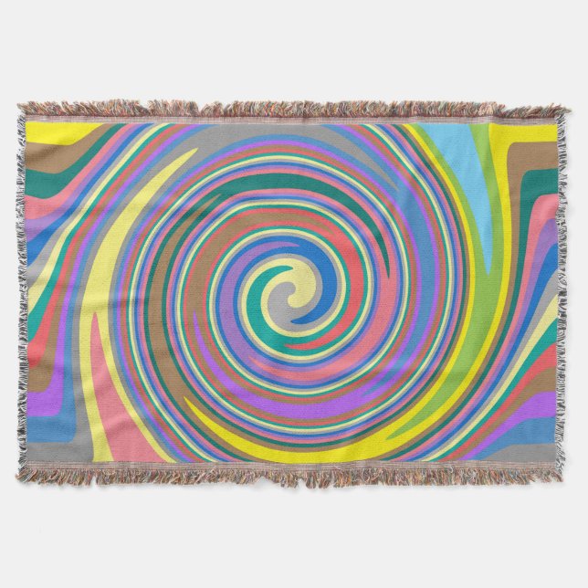 Colourful rainbow swirl pattern throw blanket (Front)